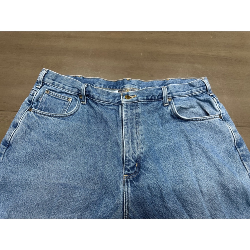 Carhartt B172 DST Flannel Lined Relaxed Fit Jeans Mens 42x32 Blue Denim Plaid - Picture 4 of 13